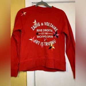 Zadig & Voltaire Girls red round neck sweater small 14